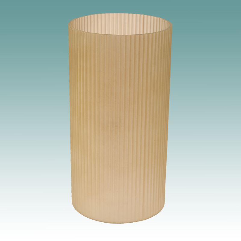 5925 Amber Ribbed Frosted Glass, Cylindrical Frosted Glass Lamp Shade